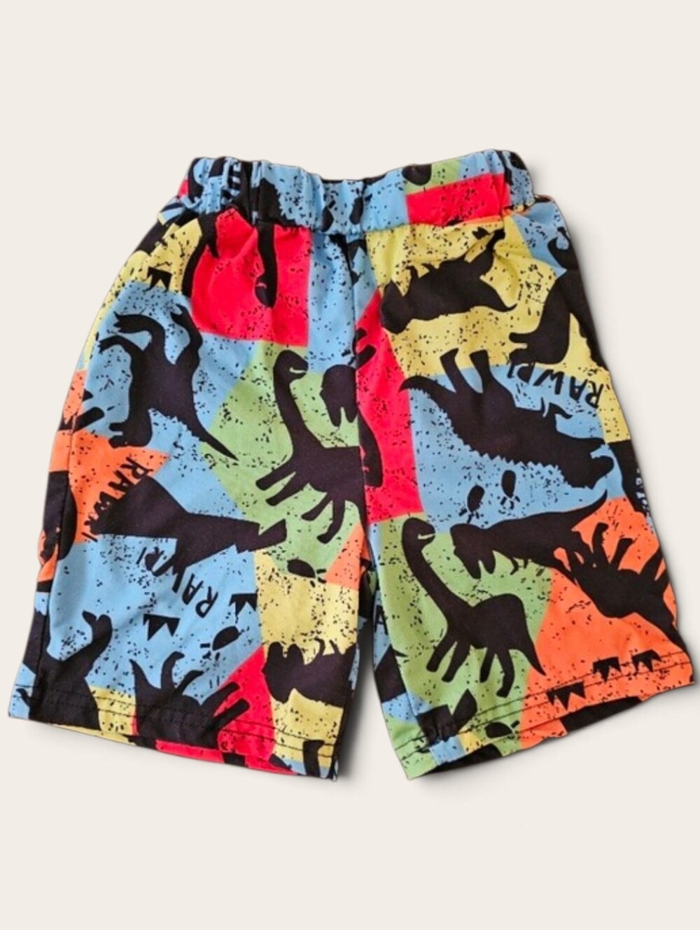 SHEIN Kids Multicolor Dinosaur Patchwork Shorts
